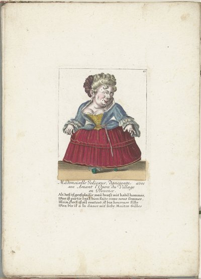 Dwerg als de Franse Mademoiselle Jolicoeur, ca. 1710 door Martin Engelbrecht (attributed to)