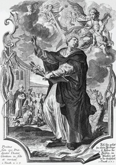 Vincent Ferrer (1350-1419), Spaanse Dominicaan, gravure door Martin Engelbrecht (1684-1756) door Martin Engelbrecht