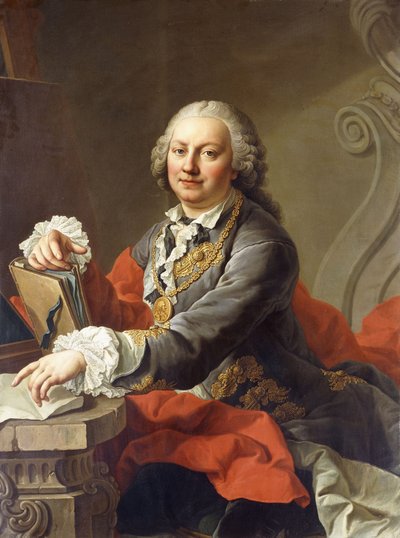 Portret van de kunstenaar, halflang, zittend voor een stenen rand door Martin II Mytens or Meytens