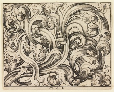 Querfüllung op lichte achtergrond (Horizontaal Ornament) door Martin Schongauer