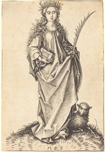 Sint Agnes door Martin Schongauer