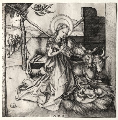 Het Leven van Christus: De Geboorte, ca. 1480-1490 door Martin Schongauer