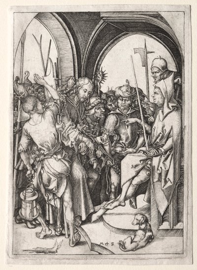 De Passie: Christus voor Annas door Martin Schongauer