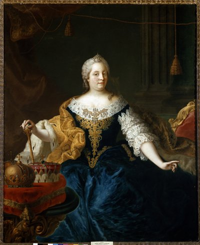 Portret van Maria Theresia van Oostenrijk, keizerin van het Heilige Roomse Rijk, ca. 1750 (olieverf op doek) door Martin van (and studio) Mytens or Meytens