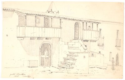 Straat in Grotta Minarda in Abruzzo door Martinus Rørbye