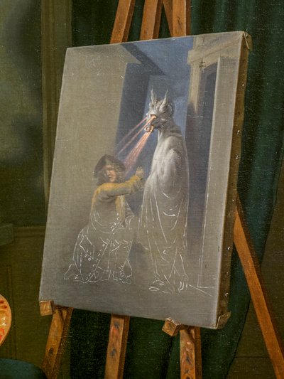 De schilder Christian August Lorentzen, detail door Martinus Rorbye