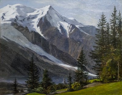 Uitzicht op Chamonix en de Mont Blanc door Martinus Rorbye