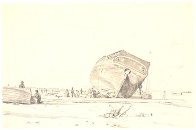Een schip in reparatie door Martinus Rørbye