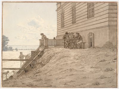 Partij bij de Hermitage, met uitzicht op het strand door Martinus Rørbye