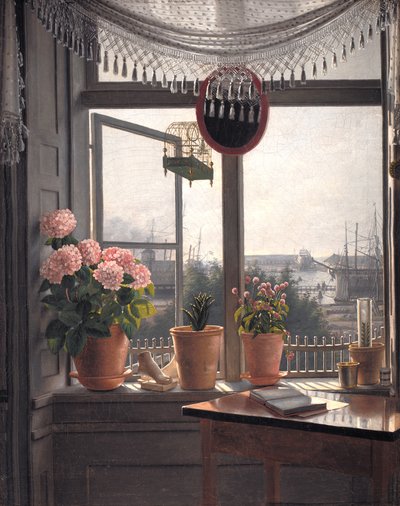 Uitzicht vanuit het raam van de kunstenaar door Martinus Rørbye