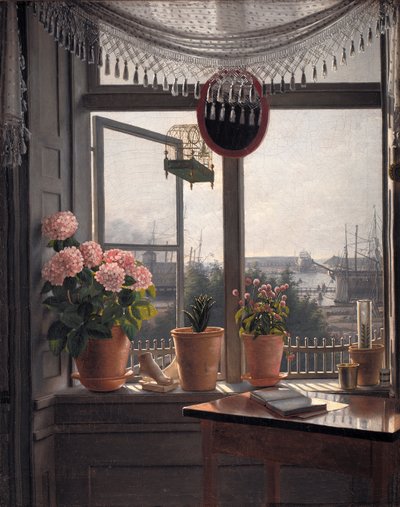 Uitzicht vanuit het raam van de kunstenaar door Martinus Rørbye