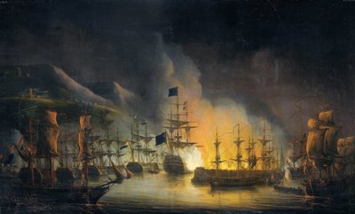 Het bombardement van Algiers (26-27 augustus 1816) door Martinus Schouman (signed by artist)