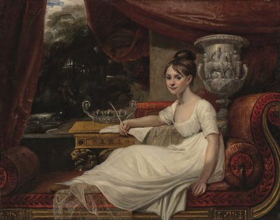 Portret van Eleanor Anne Porden, Lady Franklin (1795-1825), op een chaise longue door Mary Ann Flaxman