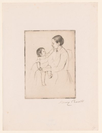 De liefkozing door Mary Cassatt (signed by artist)
