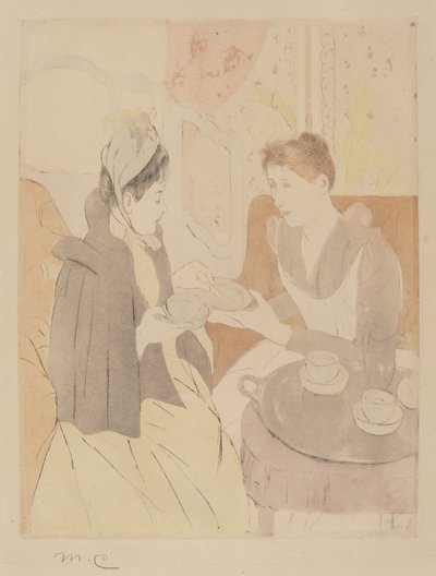 Theekransje in de middag door Mary Cassatt