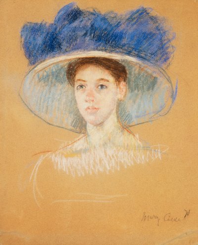 Hoofd van een Vrouw met een Grote Hoed, ca. 1909 door Mary Cassatt