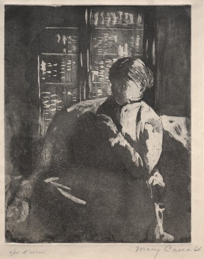Breien in de Bibliotheek, ca. 1881 door Mary Cassatt