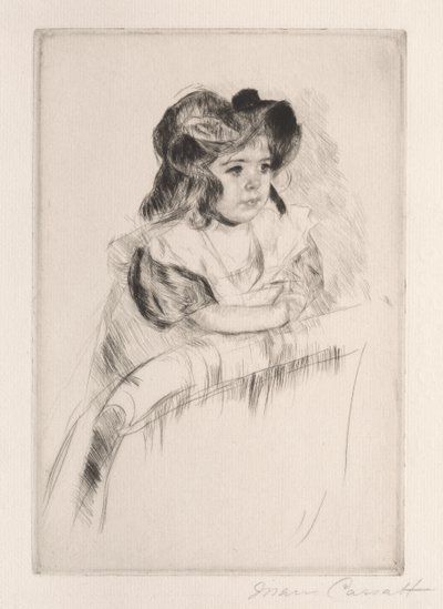 Margot, rustend met armen op de rugleuning van een stoel, c. 1903 door Mary Cassatt