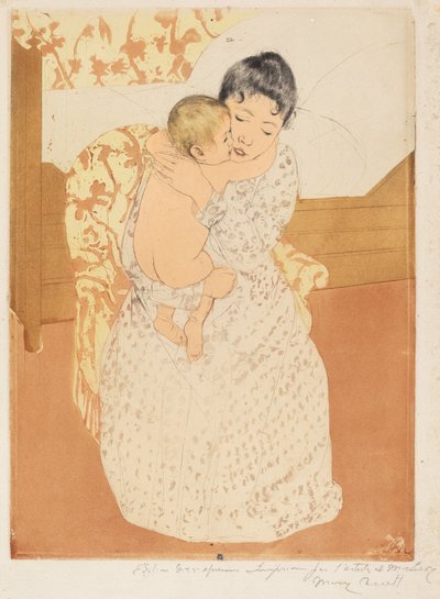 Moederlijke omhelzing door Mary Cassatt