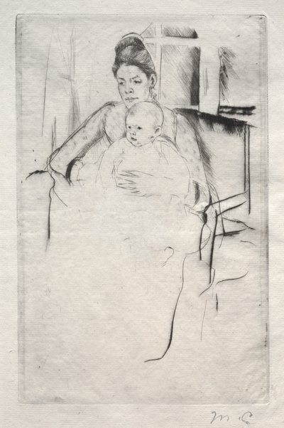 Mevrouw Gardner Cassatt en haar baby zittend bij een raam, ca. 1887 door Mary Cassatt