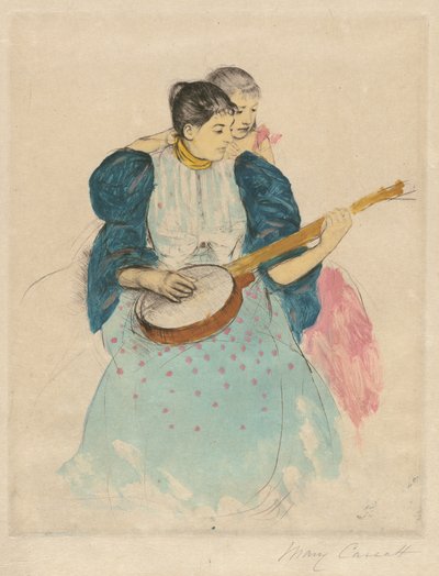 De Banjo Les, ca. 1893 door Mary Cassatt
