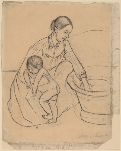 Het Bad [recto], 1890-1891 door Mary Cassatt