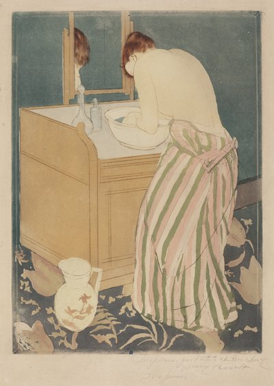 Vrouw aan het baden, 1890-1891 door Mary Cassatt