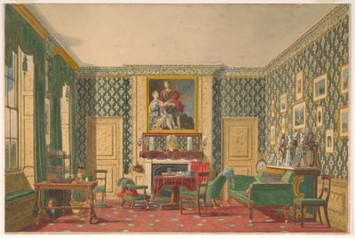 Tekening, Een interieur, 1837-40 door Mary Ellen Best