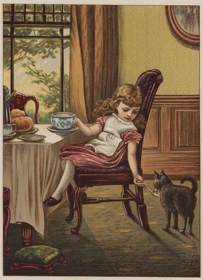 Meisje met zwarte kat door Mary Ellen Edwards