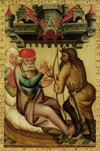 Isaak en Esau van het Hoofdaltaar van St. Pieter in Hamburg, het Grabower Altaar, 1383 door Master Bertram of Minden