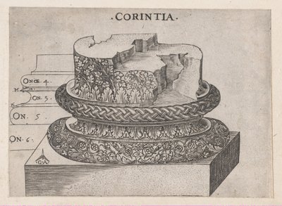 Speculum Romanae Magnificentiae: Korinthische Basis, ca. 1537 door Master GA