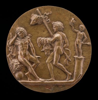 Hercules met Bacchische Figuren, tweede helft 15e eeuw door Master IO.FF.