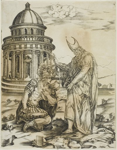 St. Ambrosius en keizer Theodosius door Master IRs