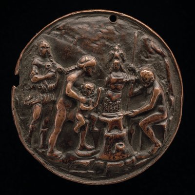 Apollo, Venus, Mars en Vulcanus, ca. 1500 door Master M.C.