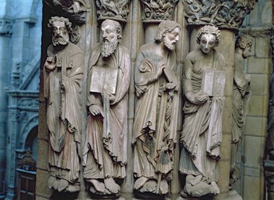 Detail van de Portico de la Gloria met de apostelen door Master Mateo