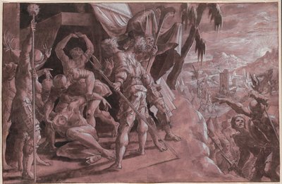 Soldaten ontdekken het lichaam van Holofernes door Master Of The Liechtenstein Adoration