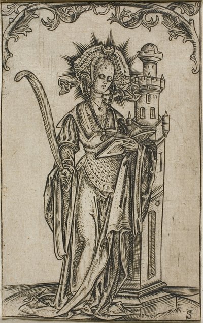 Sint Barbara met een Palm en een Boek door Master S