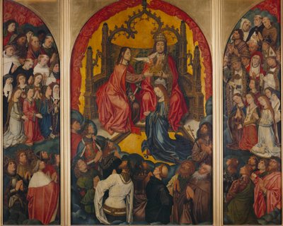 Drieluik: De kroning van de Maagd door Master of 1499