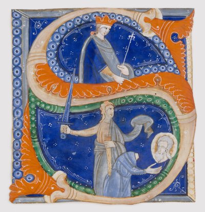Manuscript Verlichting met de Onthoofding van Sint Paulus in een Initiaal S, uit een Graduale, ca. 1278 door Master of Bagnacavallo
