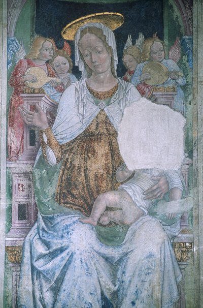 Italië, Piëmont, Serralunga di Crea, Sacro Monte di Crea, Basiliek van Santa Maria Assunta, kapel, fresco door Master of Crea
