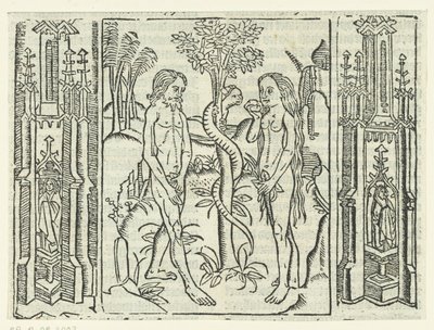 De zondeval door Master of Delft (attributed to)