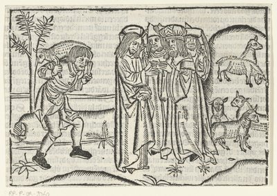 Parabel van het verloren schaap door Master of Delft (attributed to)