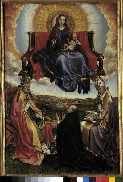 Maagd in Glorie tussen St. Peter en St. Augustinus door Master of Flémalle