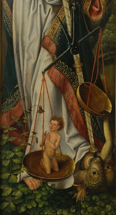 Drieluik van de Doop van Christus (detail) door Master of Frankfurt