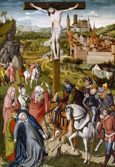 De Kruisiging door Master of Georg Muehlichs Meisterlin Chronicle attr. to Master of Georg Muehlichs Meisterlin Chronicle attr. to