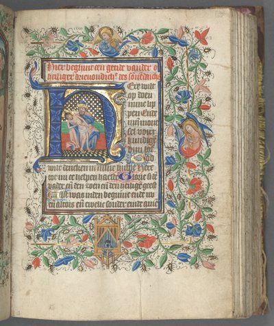 Getijdenboek Gebruik van Utrecht: fol. 63r, Initiaal met Heilige Drie-eenheid, ca. 1460-1465 door Master of Gijsbrecht van Brederode