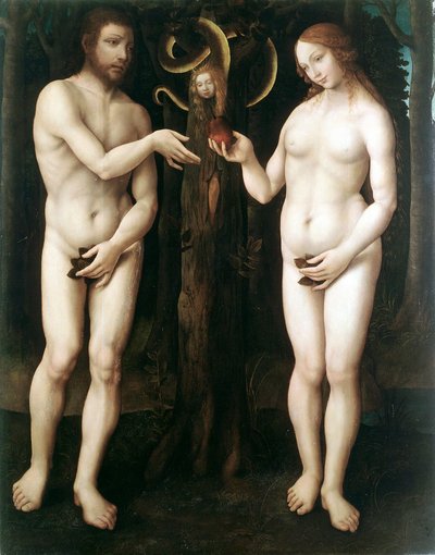 Adam en Eva De Verleiding van Adam door Master of Lucretia