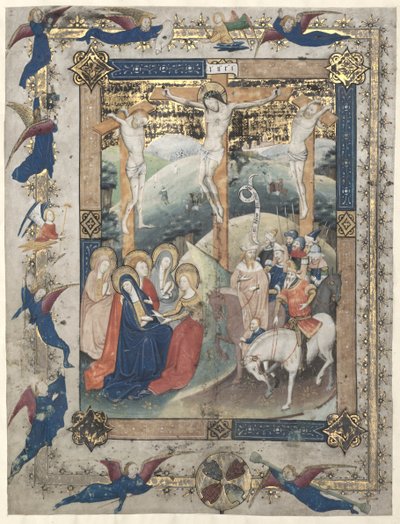 Blad uit een Missaal: De Kruisiging (Frontispice voor het Canon van de Mis) door Master of Otto van Moerdrecht