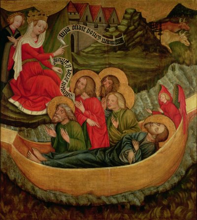 Inscheping van het lichaam van St. Jacobus de Meerdere, op weg naar Spanje, c.1425 (paneel) door Master of Raigern