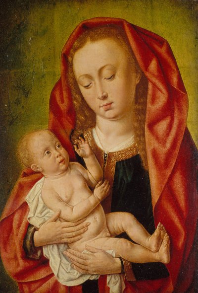 Maagd en kind met een libel, ca. 1500 door Master of Saint Gilles